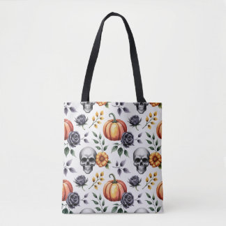 Autumn Floral Halloween Tote Bag