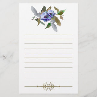 Autumn Floral in Olive and Lavender Lined Stationery