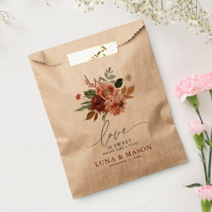 Autumn Floral Kraft Wedding Favour Bags