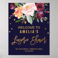 Autumn Floral Lingerie Shower Welcome