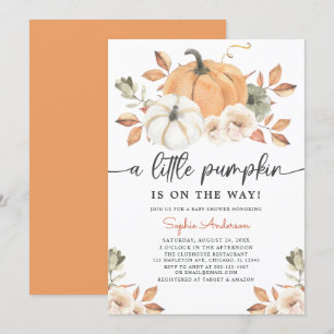Autumn Floral Little Pumpkin Baby Shower Invitation