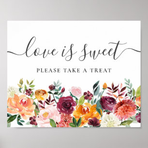 Autumn Floral Love Is Sweet Dessert Bar Sign