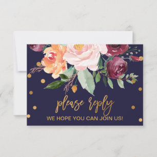 Autumn Floral Menu Choice RSVP Card