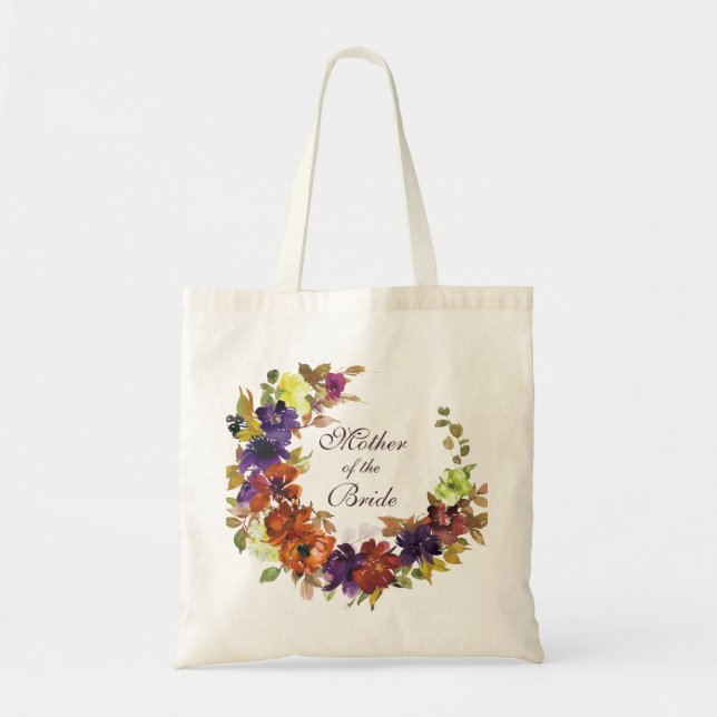 Autumn Floral Mother of the Bride Wedding  Tote Bag (Front)