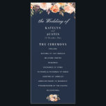 autumn floral navy blue wedding program programme<br><div class="desc">bohemian watercolor rustic autumn gold,  burgundy and blush floral with elegant text. You can personalise the text and colours on this wedding program template.</div>