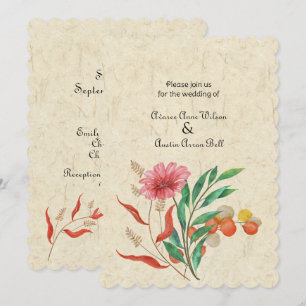 Autumn Floral Orange Wedding Invitation