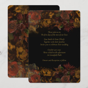 Autumn Floral Painted Wedding Invitations