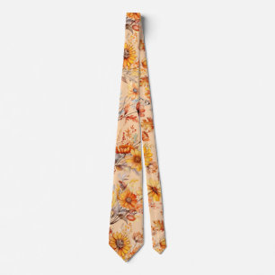 Autumn Floral Pattern B01 L Orange BG Tie