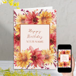 Autumn Floral Personalised Birthday Card<br><div class="desc">Autumn floral birthday card which you can personalise with a name or relation on the front and your custom message inside. Watercolor design with flowers and fall foliage in warm seasonal colours and lettered with handwritten script and classic typography.</div>