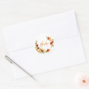 Autumn floral personalised classic round sticker
