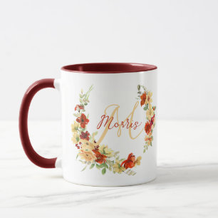 Autumn floral personalised  mug