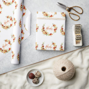 Autumn floral personalised wrapping paper