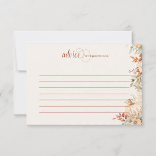 Autumn Floral Pumpkin Baby Shower  Advice Card