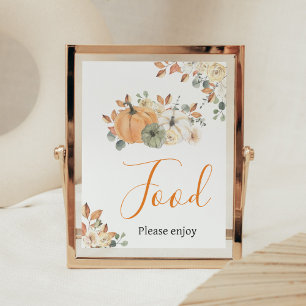 Autumn Floral Pumpkin Baby Shower Food Poster