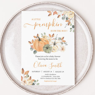 Autumn Floral Pumpkin Baby Shower Invitation