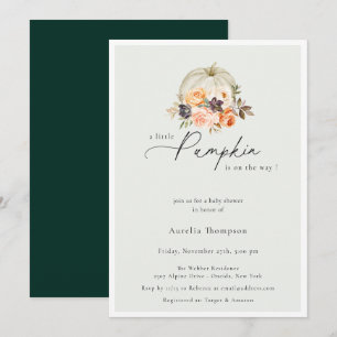 Autumn Floral Pumpkin Baby Shower Invitation