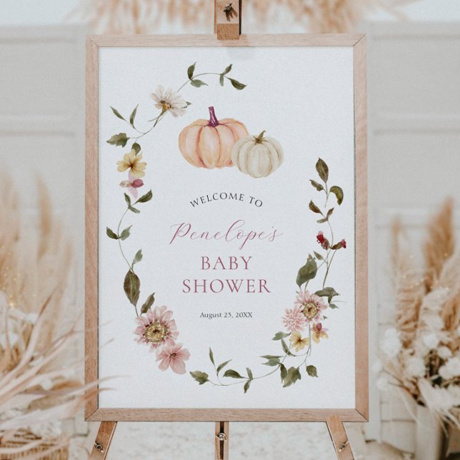 Autumn Floral Pumpkin Baby Shower Poster (Creator Uploaded)