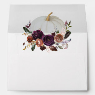 Autumn Floral Pumpkin Bridal Party Wedding Envelope