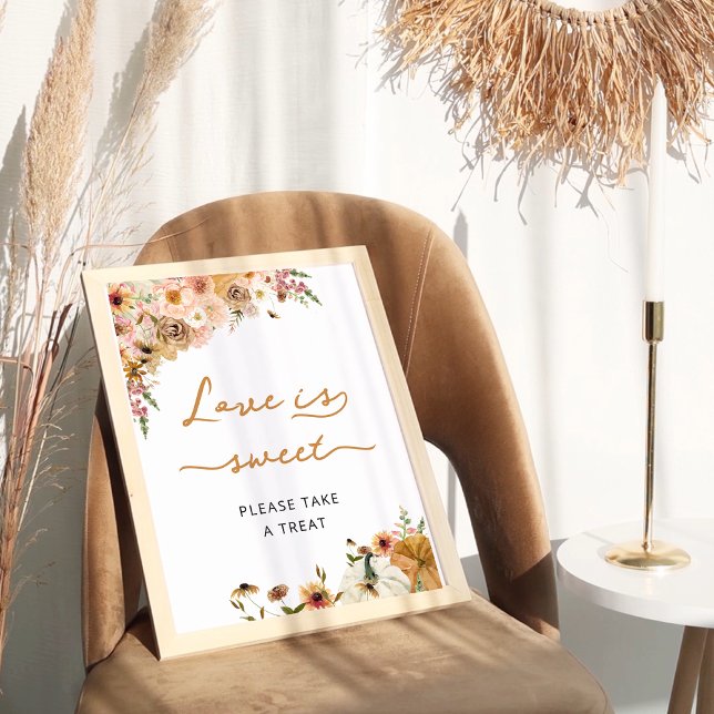 Autumn Floral Pumpkin Bridal Shower Love is Sweet Poster (Creator Uploaded)