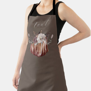 Autumn floral pumpkin brown, terracotta, plumb  apron