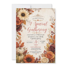 Autumn Floral Pumpkin Invitation 