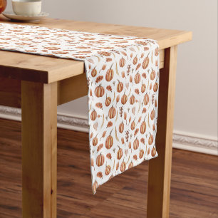 Autumn Floral Pumpkin Pattern Thanksgiving Short Table Runner