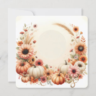 Autumn Floral Pumpkins Background Invitation