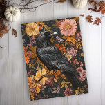 Autumn Floral Raven Crow  Postcard<br><div class="desc">This design was created through digital art. It may be personalised by clicking the customise button and changing the colour, adding a name, initials or your favourite words. Contact me at colorflowcreations@gmail.com if you with to have this design on another product. See more of my creations or follow me at...</div>