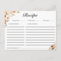 Autumn floral recipe card
