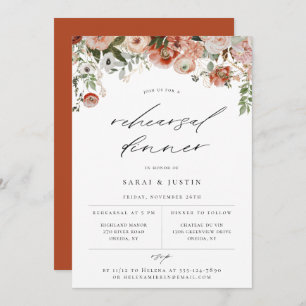 Autumn Floral Rehearsal Dinner Invitation