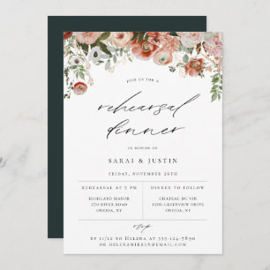 Autumn Floral Rehearsal Dinner Invitation