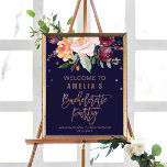 Autumn Floral Rose Gold Bachelorette Party Welcome Poster<br><div class="desc">This autumn floral rose gold bachelorette party welcome poster is perfect for a fall wedding shower. The design features a stunning bouquet of blush, orange peach, and marsala burgundy flowers with faux rose gold foil typography and confetti. Customise the poster with the name of the bride-to-be, and the date and...</div>