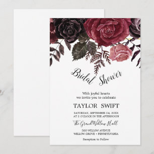 Autumn Floral Rose Gold Wreath Back Bridal Shower Invitation