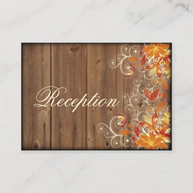 Autumn Floral Rustic Fall Wedding Reception Cards (Front)