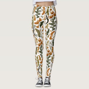 Autumn Floral Rustic Pattern Leggings