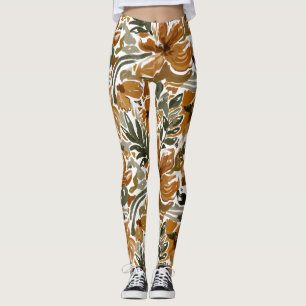 Autumn Floral Rustic Pattern Leggings