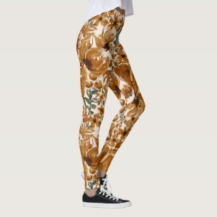 Autumn Floral Rustic Pattern  Leggings