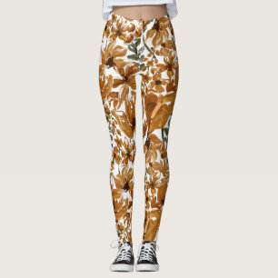 Autumn Floral Rustic Pattern  Leggings