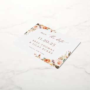 Autumn Floral Save The Date Foil Announcement