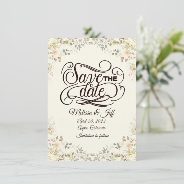 Autumn Floral Save the date Invitation (Standing Front)