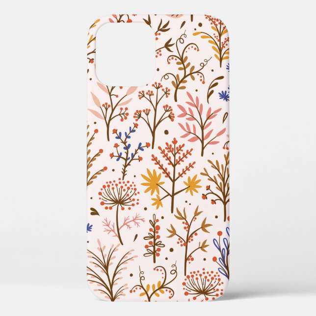 Autumn Floral Seamless Pattern. Doodle Plants, Bra Case-Mate iPhone Case (Back)