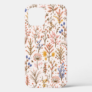 Autumn Floral Seamless Pattern. Doodle Plants, Bra iPhone 12 Case