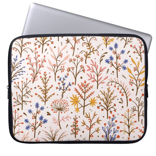 Autumn Floral Seamless Pattern. Doodle Plants, Bra Laptop Sleeve (Front)