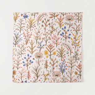 Autumn Floral Seamless Pattern. Doodle Plants, Bra Tapestry