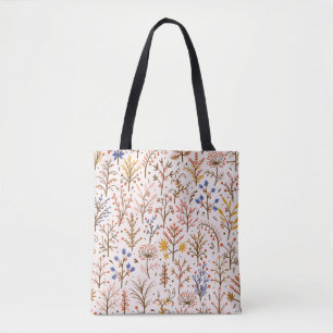 Autumn Floral Seamless Pattern. Doodle Plants, Bra Tote Bag