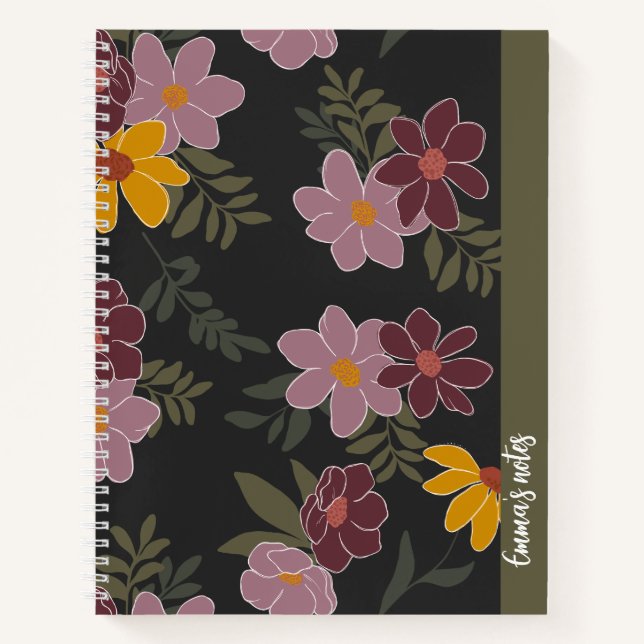 Autumn floral spiral notebook | cute journal (Front)