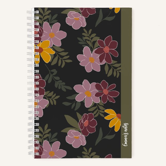 Autumn floral spiral notebook | cute journal (Front)