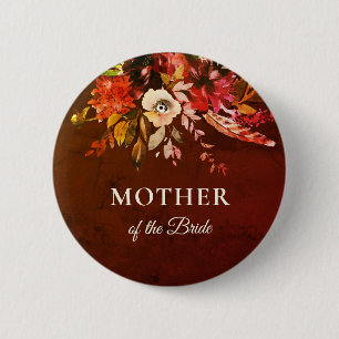 Autumn Floral Splendour Mother Of The Bride 6 Cm Round Badge