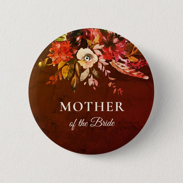 Autumn Floral Splendour Mother Of The Bride 6 Cm Round Badge (Front)