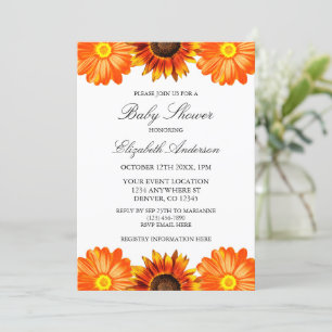 Autumn Floral Sunflower Baby Shower Invitation